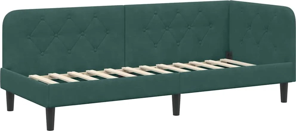 vidaXL Cadru de pat colțar Verde închis 80 x 200 cm Catifea