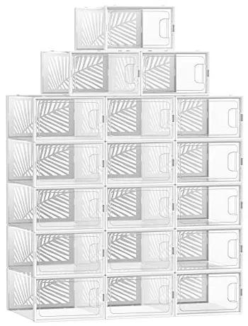 Set 18 cutii depozitare incaltaminte, polietilena, alb, Songmics