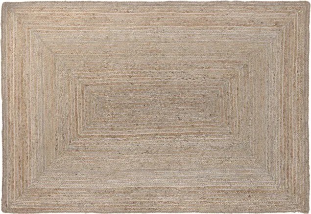 Covor din lână și iută împletit manual, maro natural, 120 x 180 cm, 2200 GSM, „Wool Jute Carpet Natural"