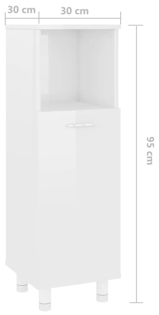 Dulap de baie, alb extralucios, 30 x 30 x 95 cm, PAL Alb foarte lucios, 1