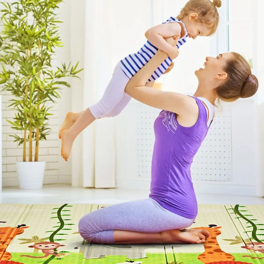 Covor de joacă pliabil față dublă, cu geantă