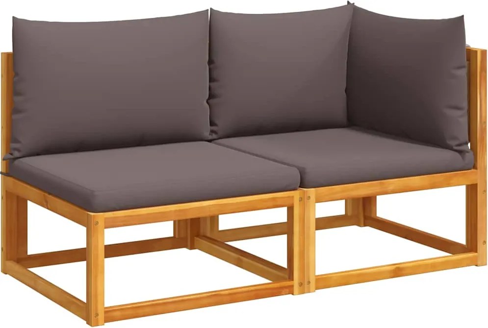 vidaXL Canapea de grădină cu perne, 2 locuri, lemn de salcâm și frânghie