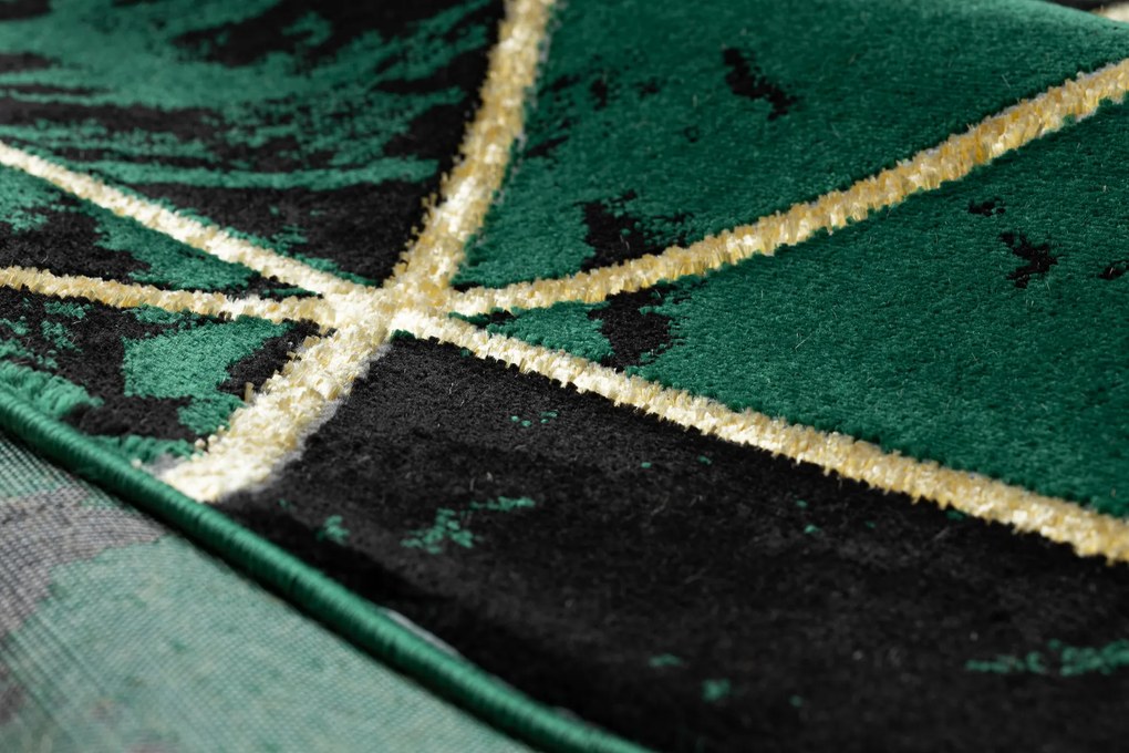 Exclusiv EMERALD covor 1020 cerc - glamour, stilat, marmură, triunghiurile sticla verde / aur