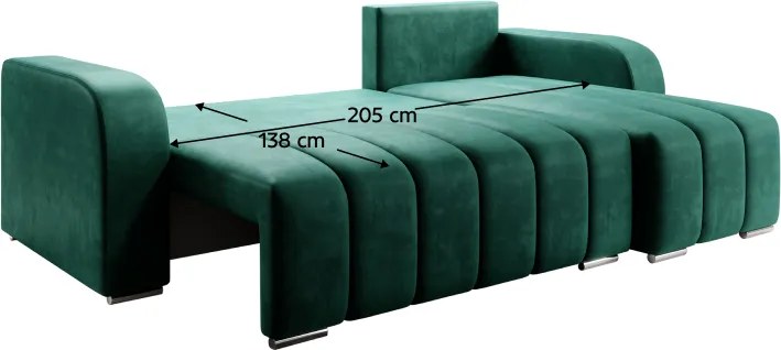 Canapea extensibilă, culoare smarald, dreapta, PORIMA ROH