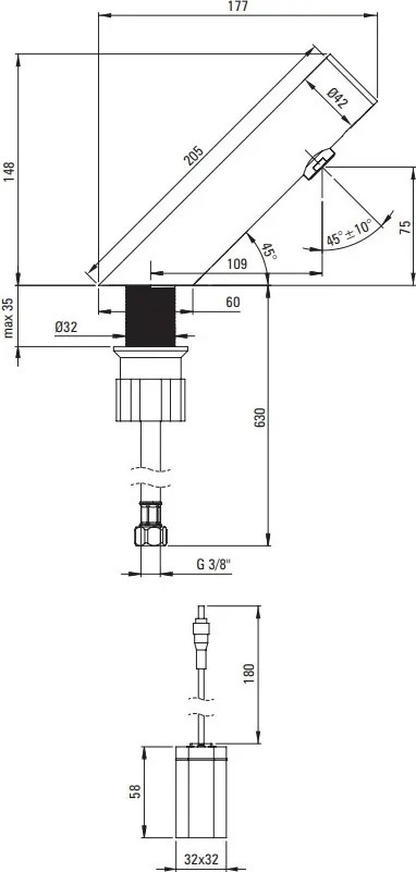 SENSE Baterie pentru Chiuvetă, Fără Contact Direct, Fără Sistem de Reglare a Temperaturii - 4xAA - BQR_N28R