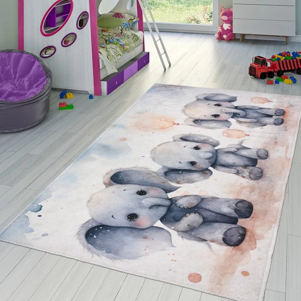 Covor pentru copii gri deschis 100x160 cm Baby Elephants – Vitaus