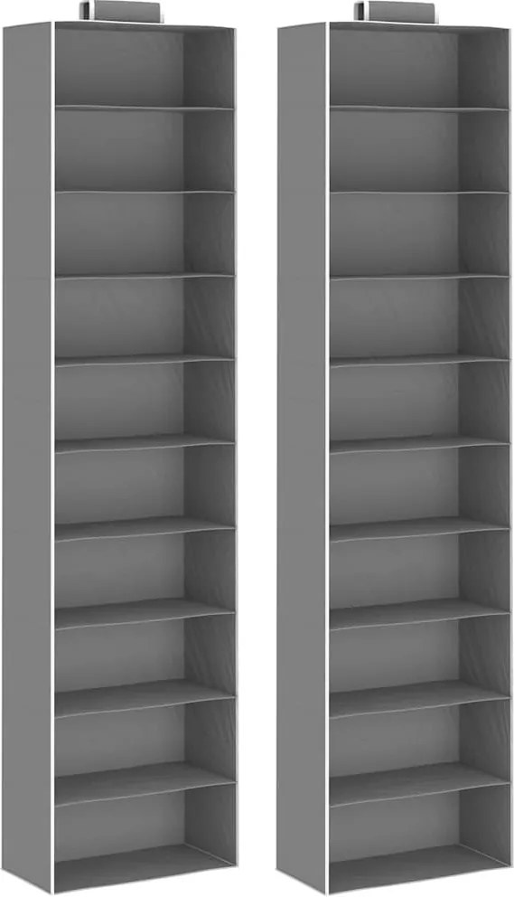 vidaXL Organizatoare suspendate dulap, 2 buc., cu 10 rafturi, textil