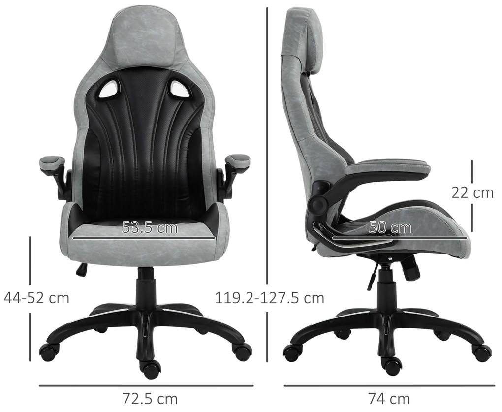 Scaun gaming Vinsetto cu balansoar, 72.5x74x119.2-127.5cm | Aosom RO
