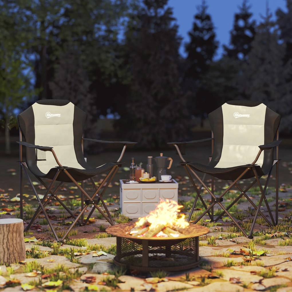 Outsunny 2 Scaune Camping PliaBile Alb-Crem | Aosom Romania