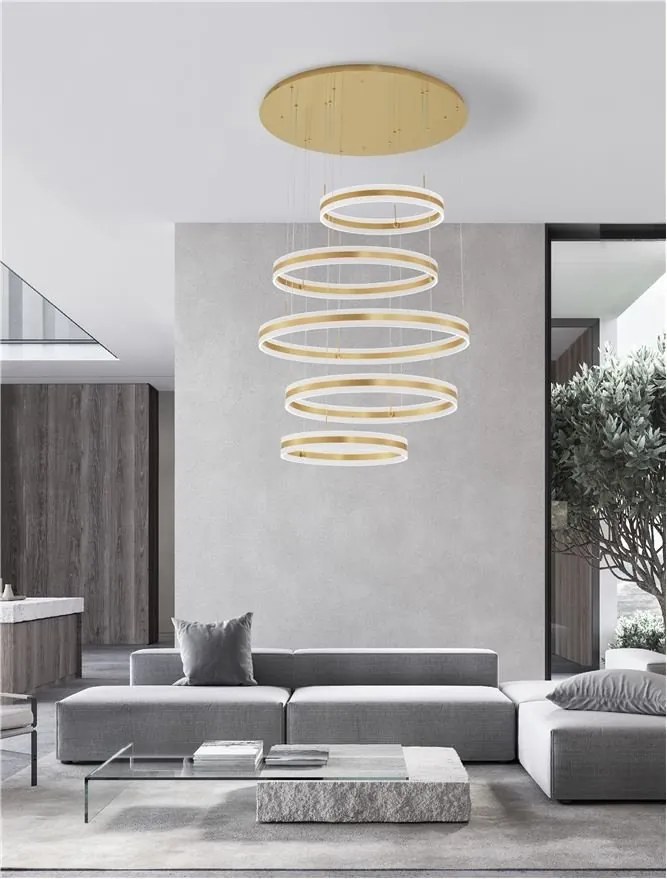 Lustra LED dimabila, design modern Agos auriu 106cm