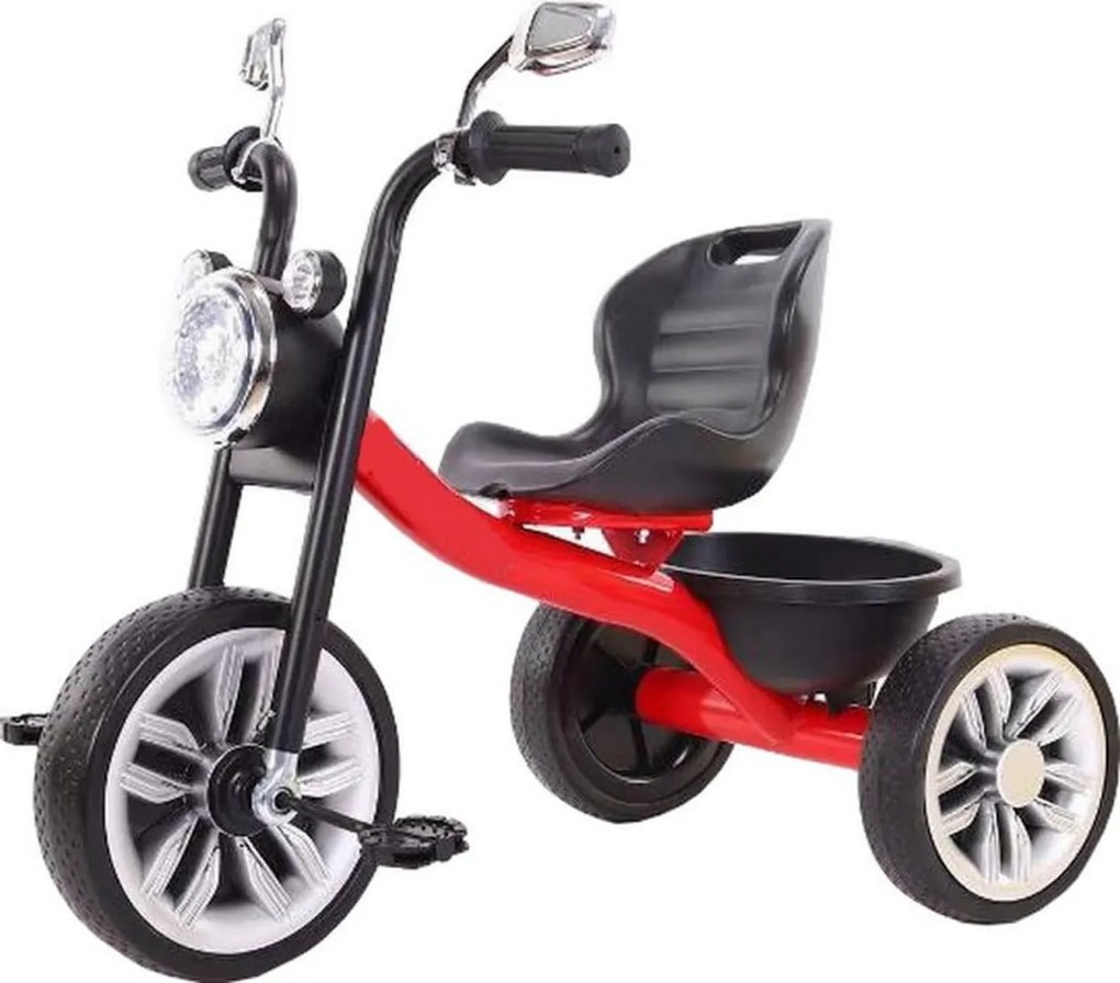 Tricicleta cu pedale NOVOKIDS™ My First Chopper Trike, Cu melodii si lumini, Max 30 kg, Roti din spuma cauciucata EVA, Cadru metalic, Model