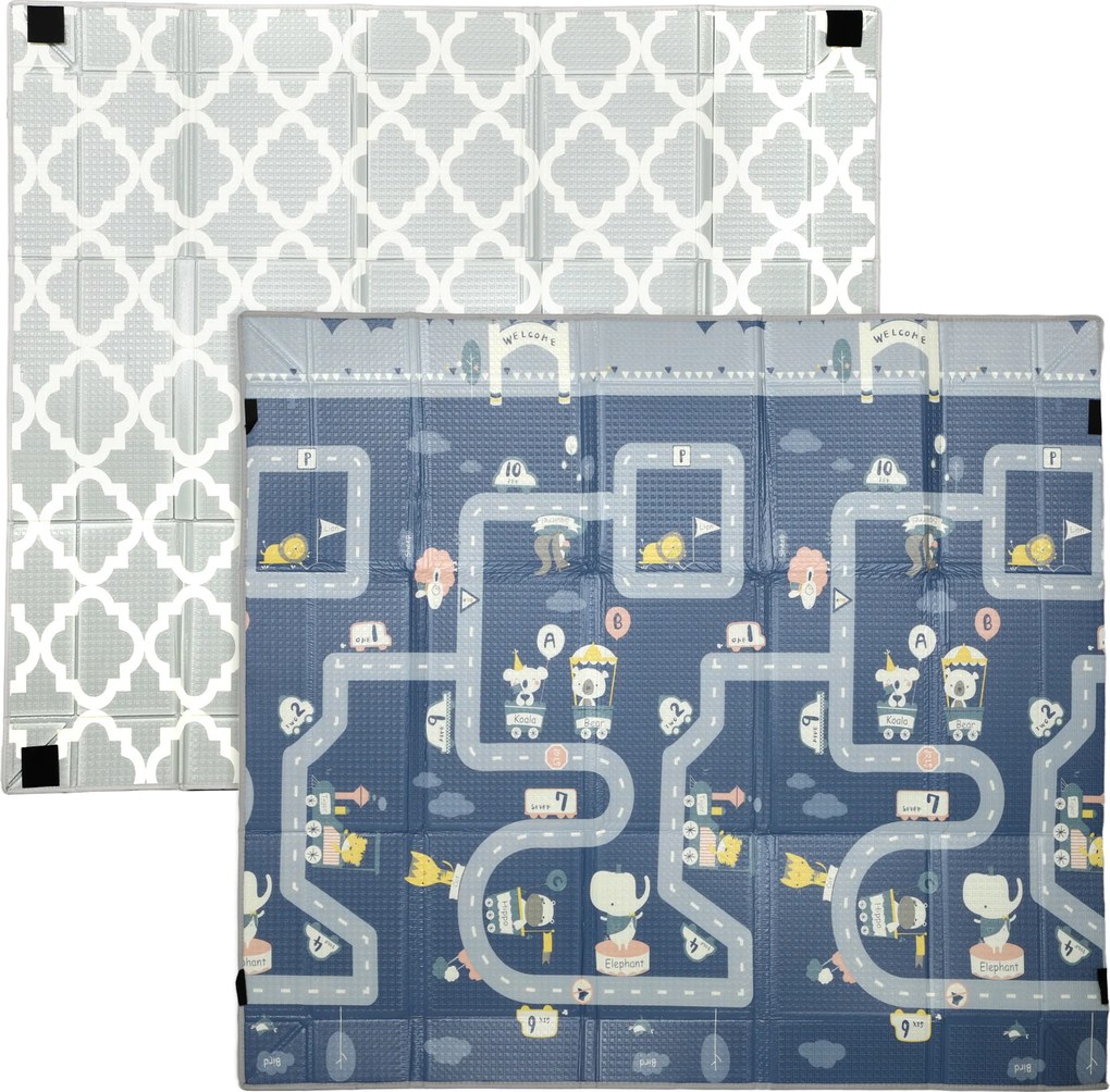 AIYAPLAY Covoraș de joacă pentru bebeluși pliabil și reversibil, covoraș de podea din spumă gros, 202 x 180,5 x 1 cm, multicolor | Aosom Romania
