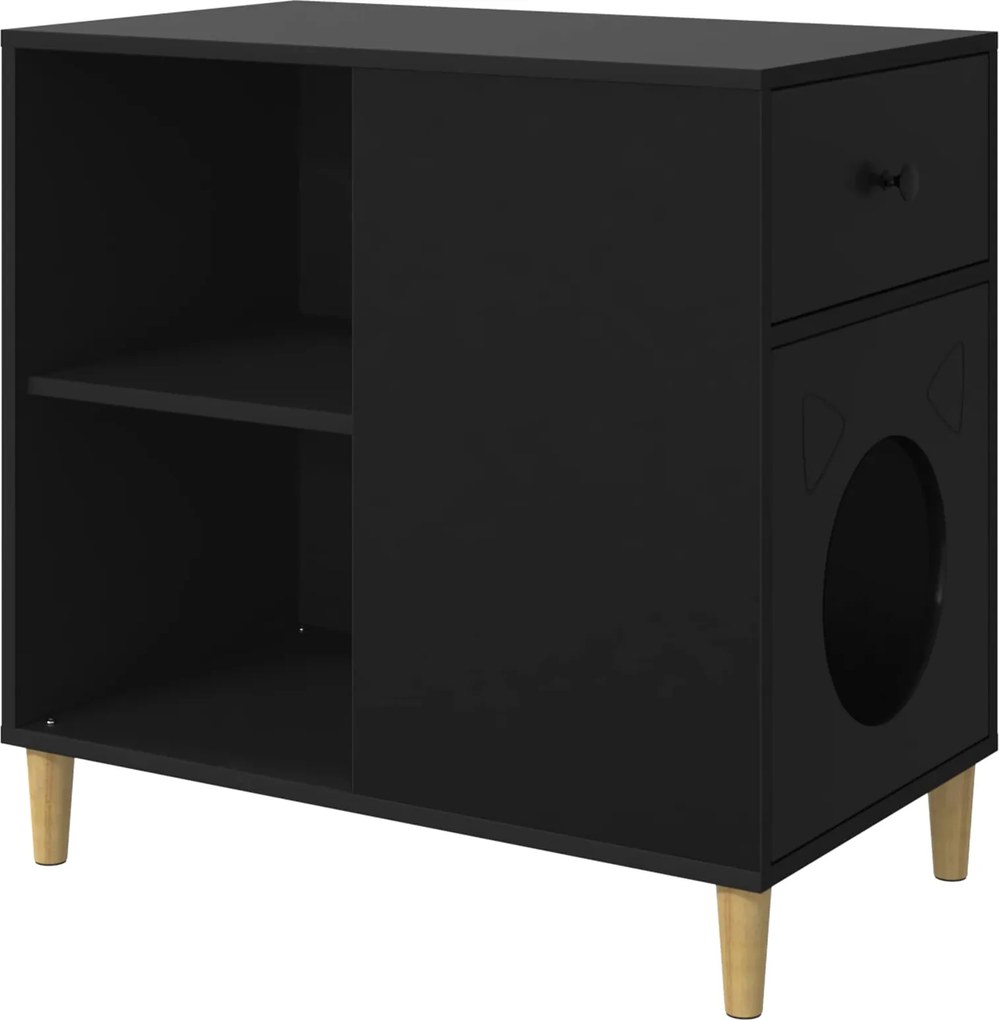 vidaXL Casa pentru pisici Negru 72 x 42.5 x 70 cm Lemn compozit