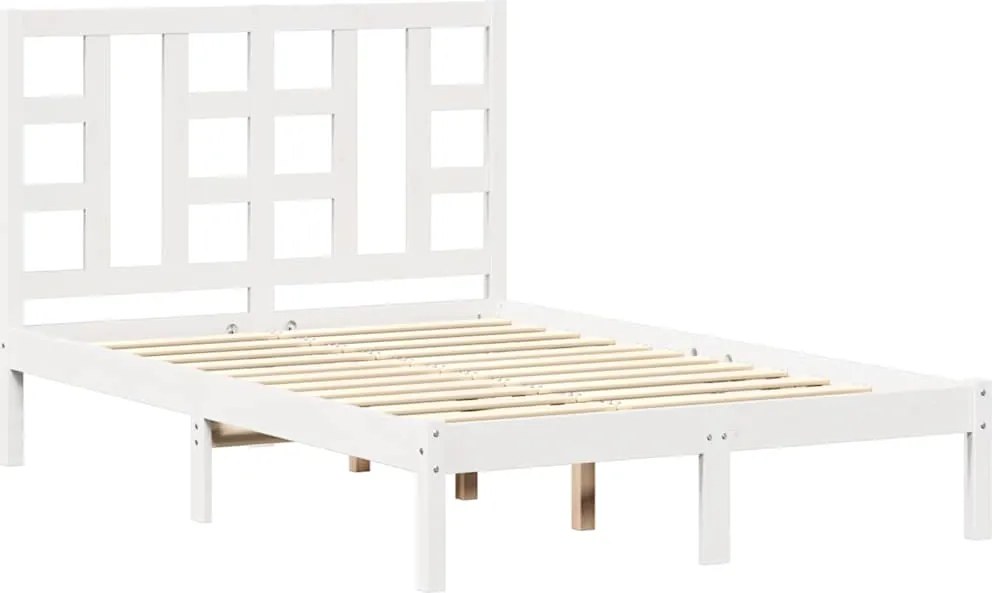 vidaXL Cadru de pat mic dublu, alb, 120x190 cm, lemn masiv