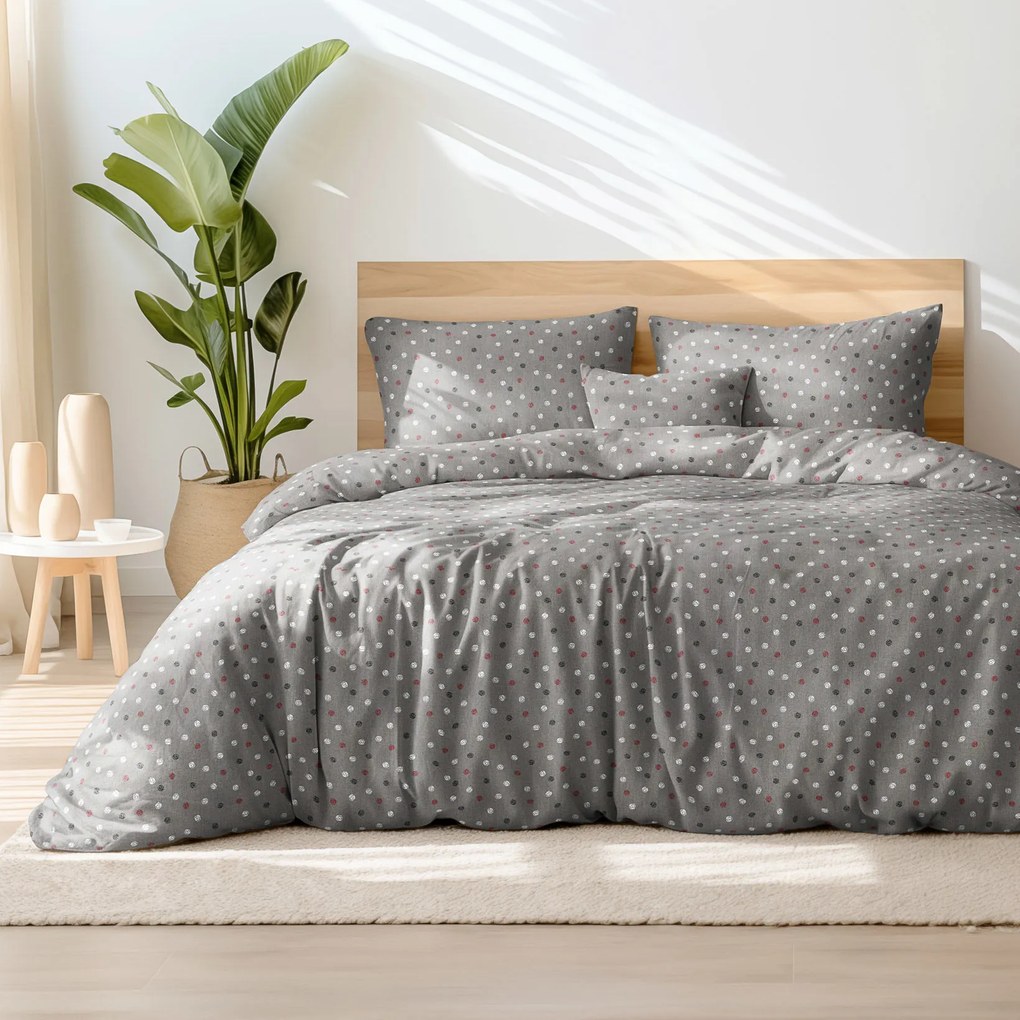 Goldea lenjerie de pat din 100% bumbac - buline colorate pe gri închis 140 x 200 și 50 x 70 cm