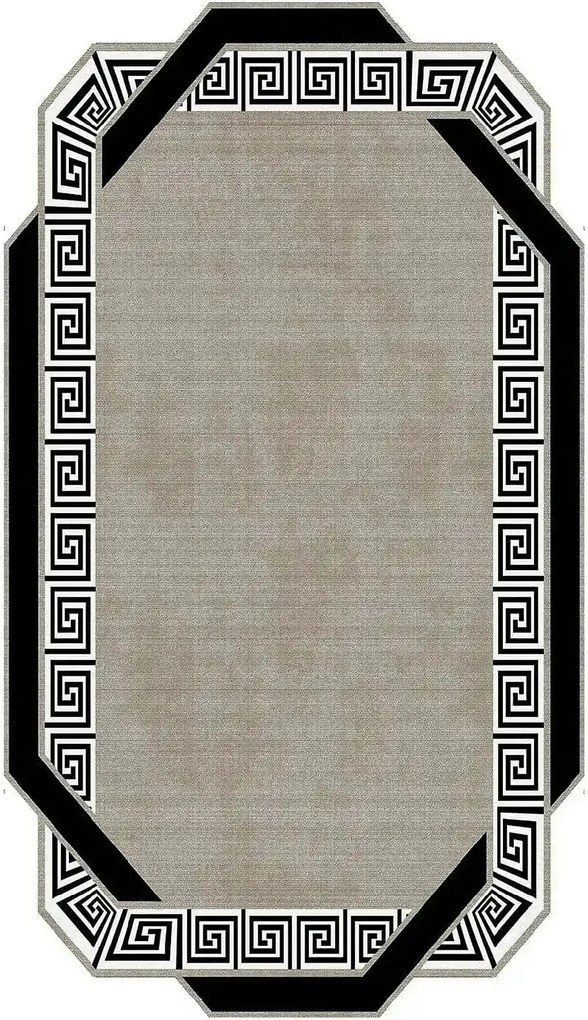 Covor, 160x230 cm, forma dreptunghiulara, poliester, crem/negru ALN600