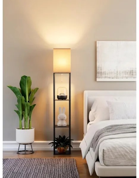 Lampă de podea cu polițe 1xE27/40W/230V negru/alb