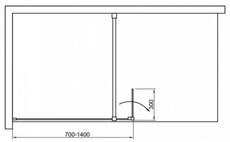 Cabină de duș Walker walk-in WI01-10 100x195 cm, cu sticlă de 8 mm