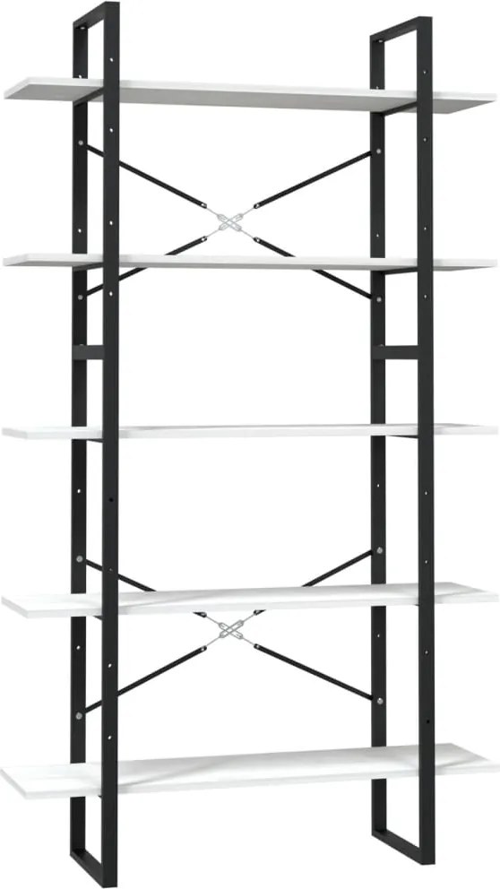 vidaXL Bibliotecă cu 5 rafturi, alb, 100x30x175 cm, lemn masiv de pin