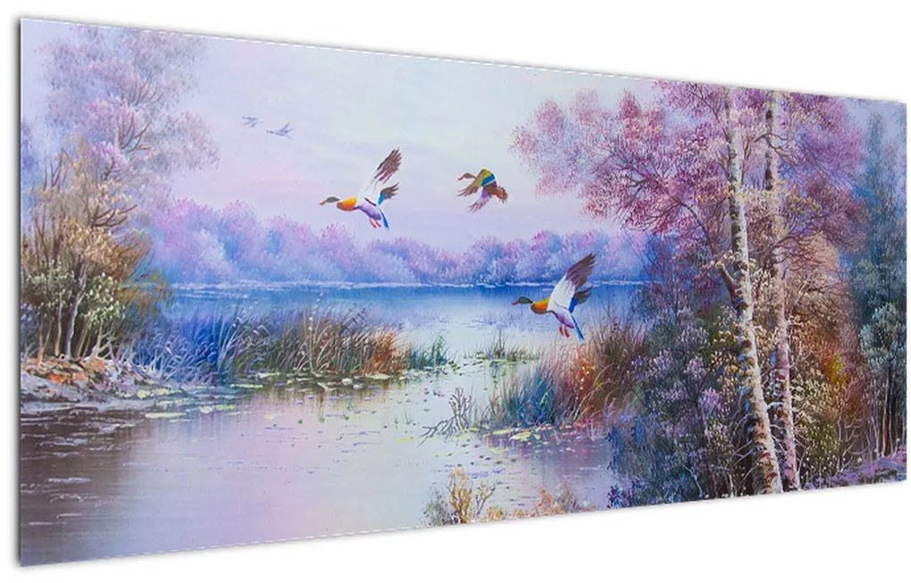 Tablou - Sosirea toamnei, pictură în ulei (120x50 cm)