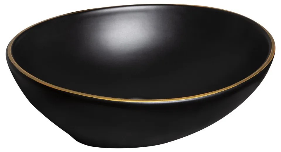 Lavoar ceramic cu design negru și auriu KR-707