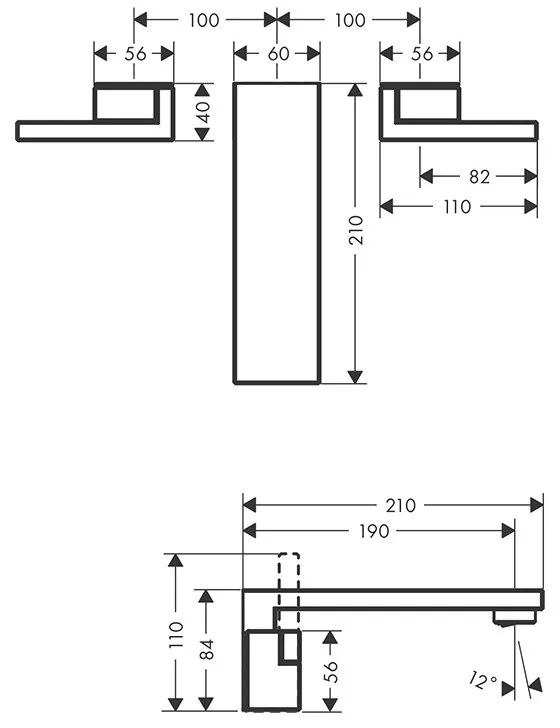 Baterie lavoar, Axor, Edge, cu 3 treceri, ventil, auriu lucios, 46060990