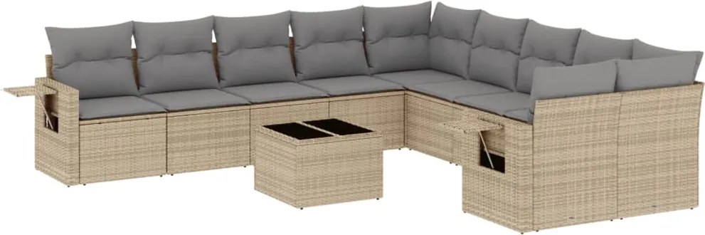 vidaXL Set canapele de grădină cu perne, 11 piese, bej, poliratan