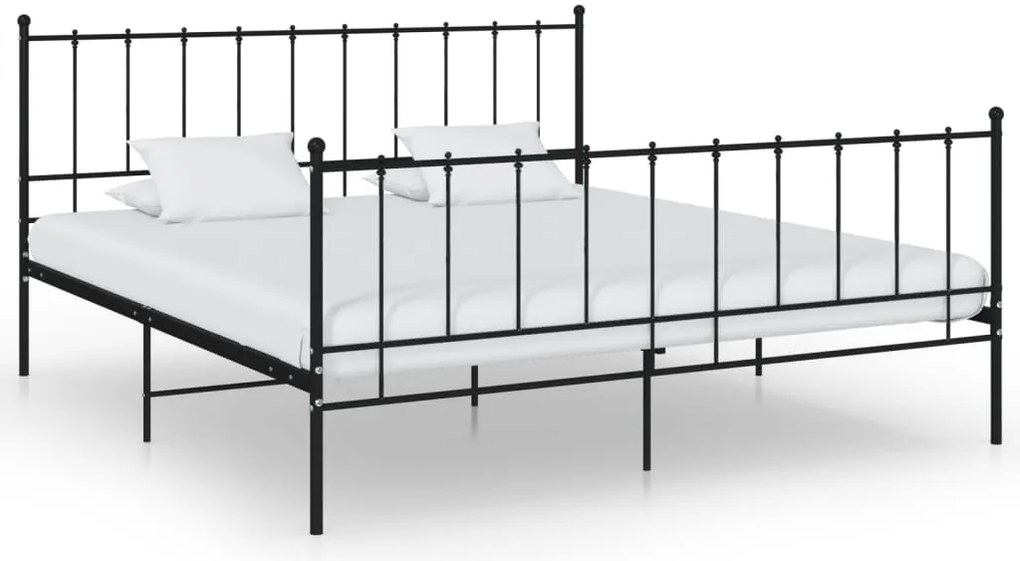 vidaXL Cadru de pat, negru, 200x200 cm, metal