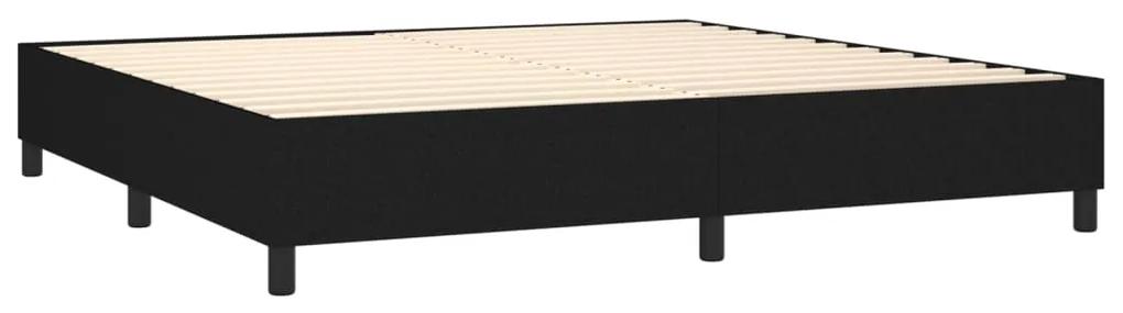 Pat box spring cu saltea, negru, 200x200 cm, textil Negru, 35 cm, 200 x 200 cm