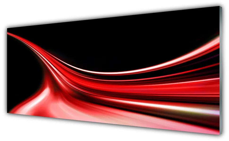 Tablou pe sticla Abstract Lines Art Rosu Negru