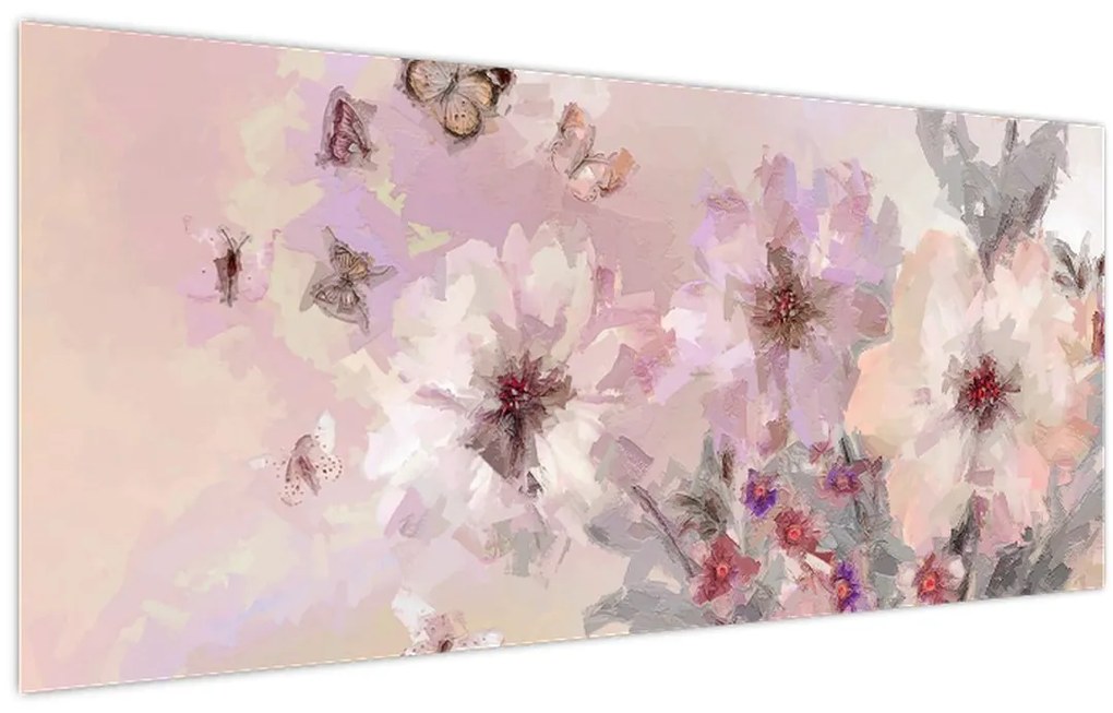 Tablou - Colaj de artă cu fluturi (120x50 cm)