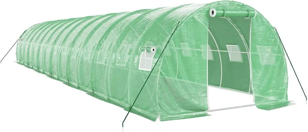 vidaXL Seră cu cadru din oțel, verde, 42 m², 14x3x2 m