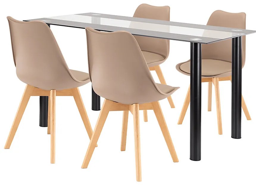 Set de sufragerie Zelma 4+1 negru-bej