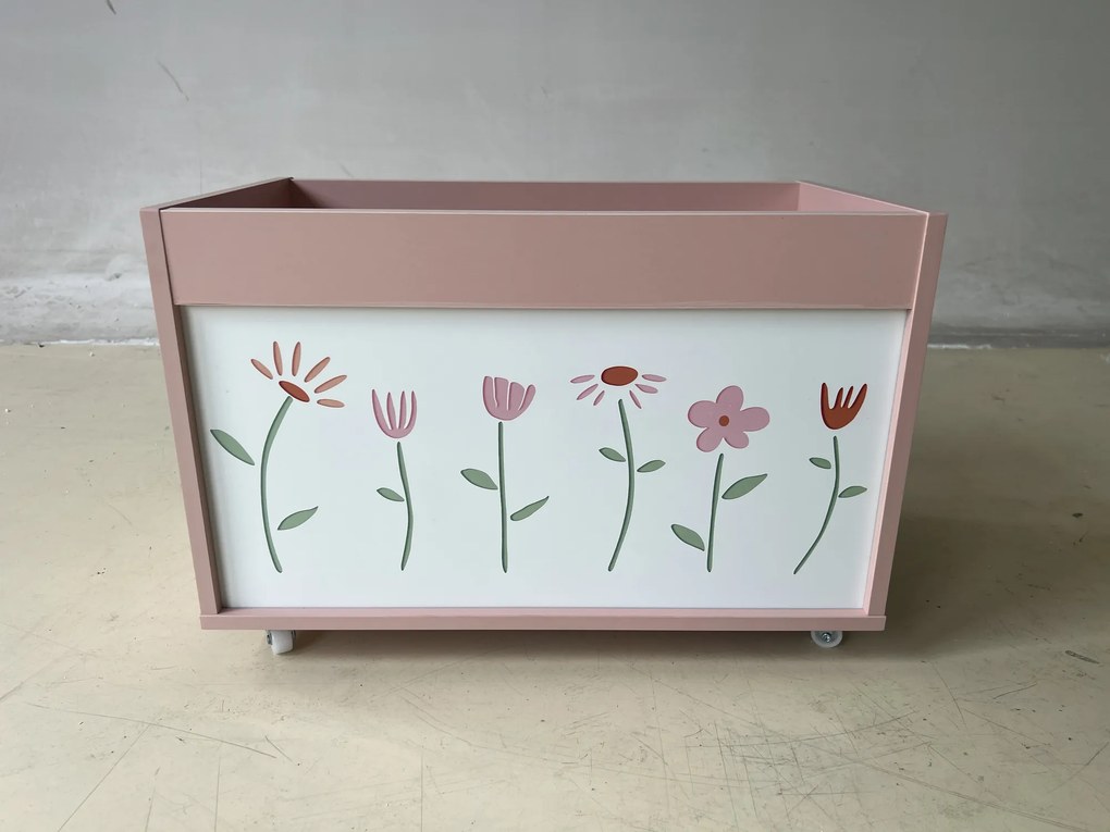 AIYAPLAY Cufăr pentru jucării copii 3-8 ani cu roți, 34,5 L, 15 kg, 50 x 30 x 33,5 cm, pentru dormitor, roz | Aosom Romania