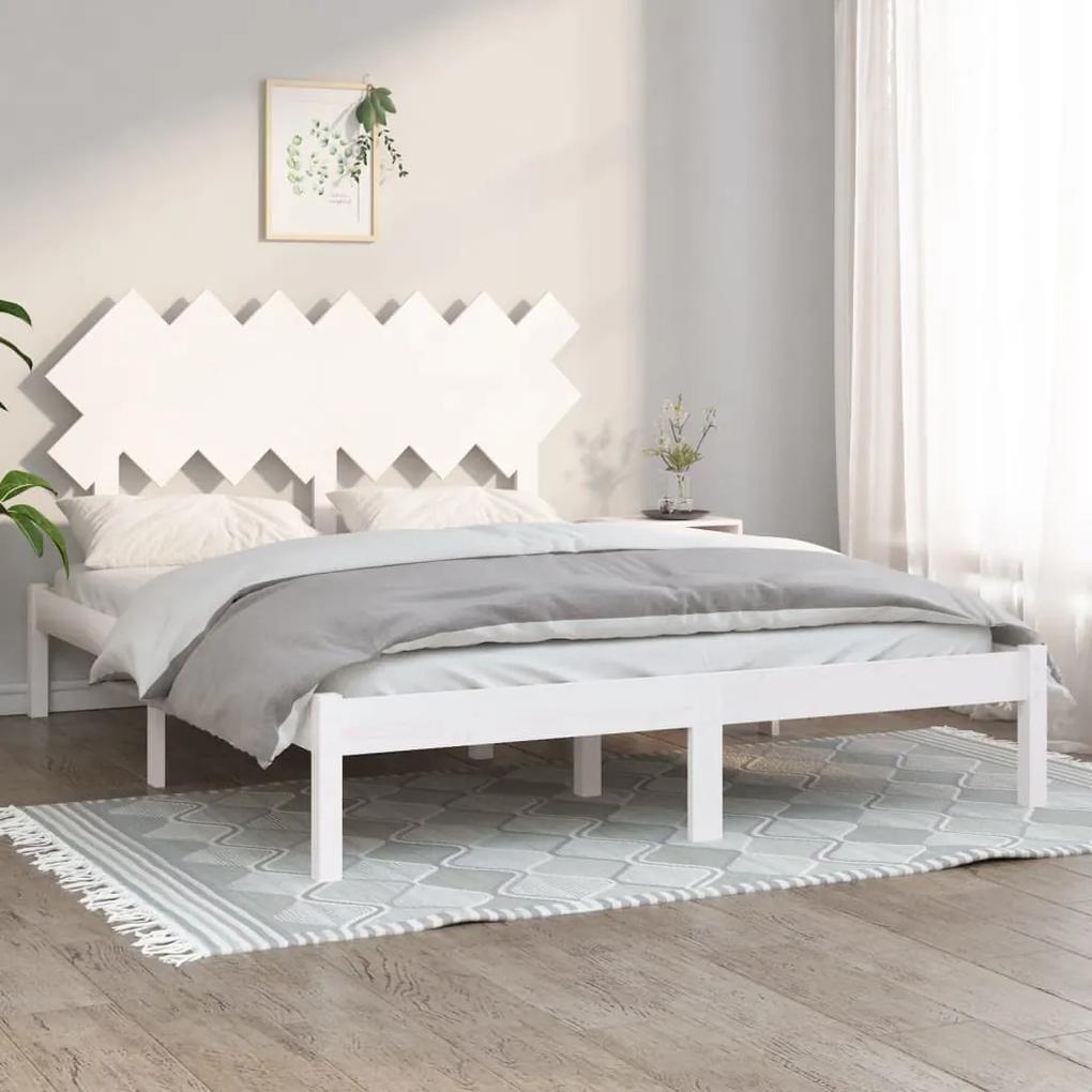 3104849 vidaXL Cadru de pat, alb, 140x190 cm, lemn masiv