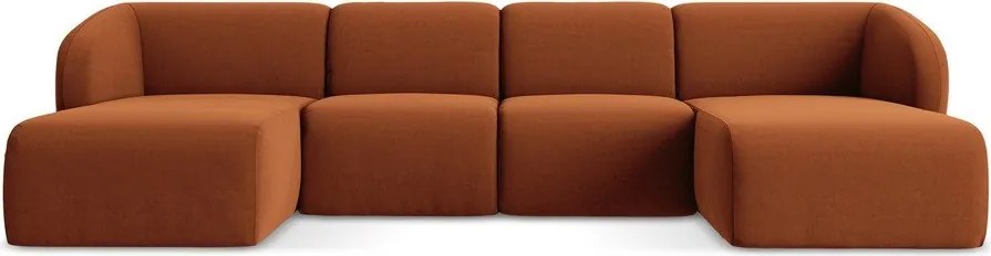 Colțar teracotă cu tapițerie din catifea (în formă de "U") Lani – Makamii