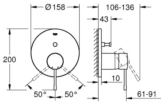 Baterie cada - dus incastrata Grohe Essence auriu periat Cool Sunrise fara corp ingropat