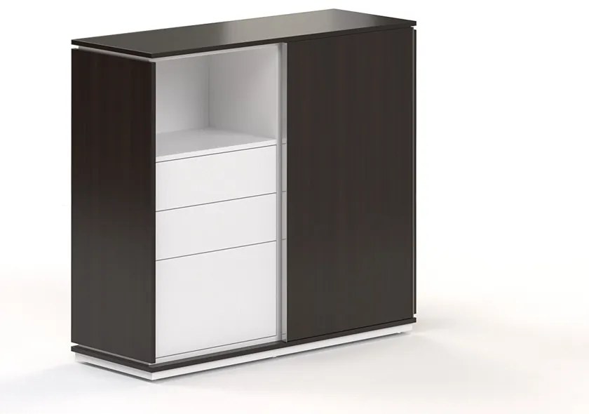 Dulap mediu Creator 123,2 x 44,5 x 115,5 cm, alb / wenge