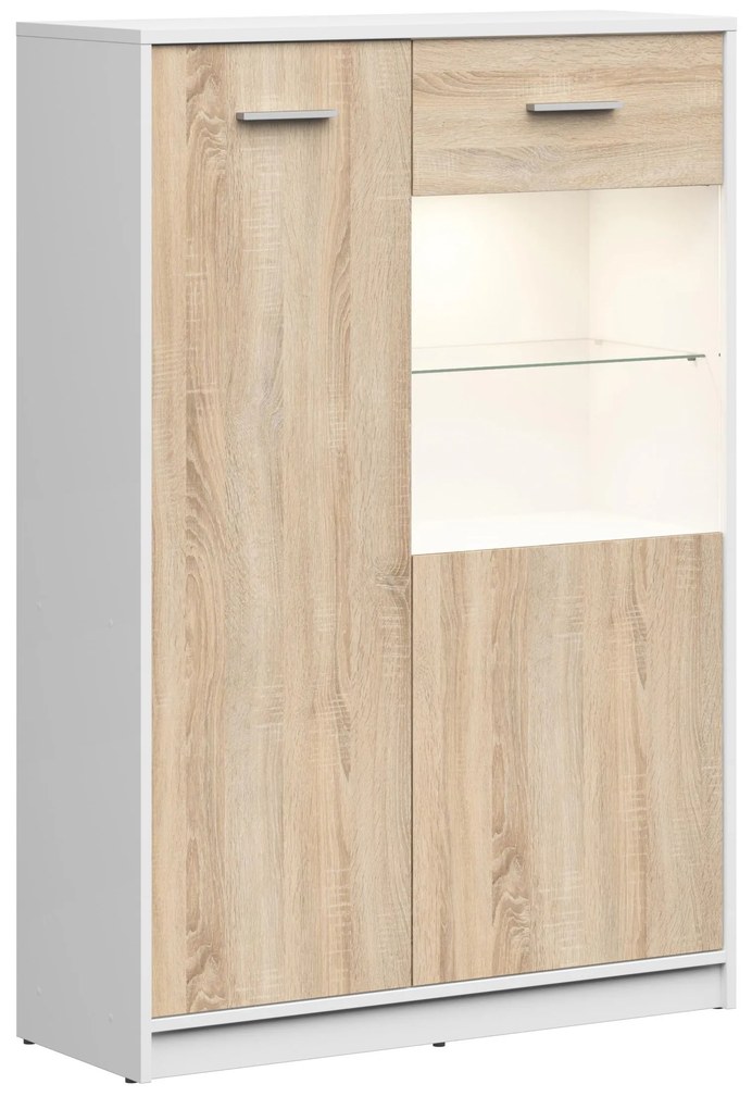 Vitrină Nepo Plus 24 (Alb + Stejar sonoma) . 1100779