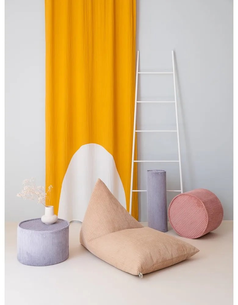 Fotoliu puf pentru copii maro deschis cu tapițerie din catifea reiată Big Lounger – Wigiwama