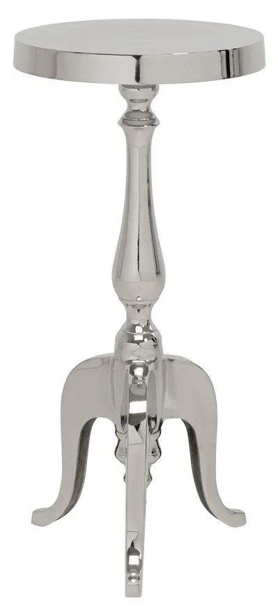 Masuta Auxiliara Argintie Barocco Alu Ø27cm cu design elegant realizata din aluminiu, perfectă pentru decorul tău, înălțime 62 cm