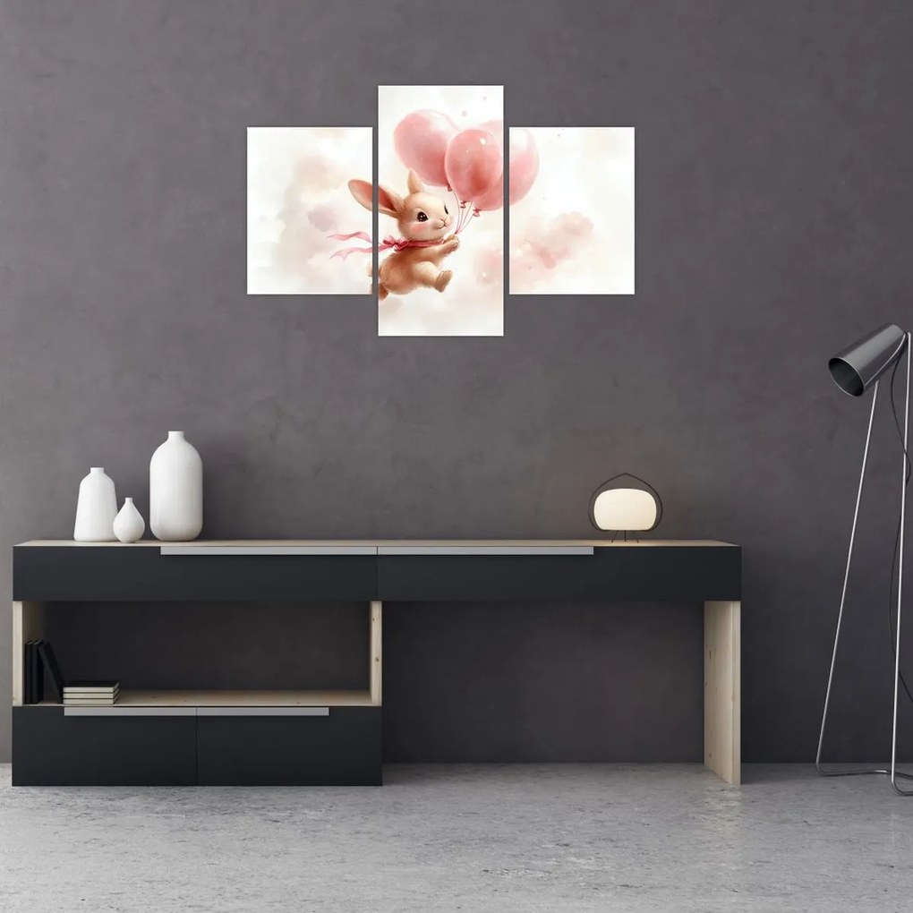 Tablou - Iepuraș cu Baloane (90x60 cm)