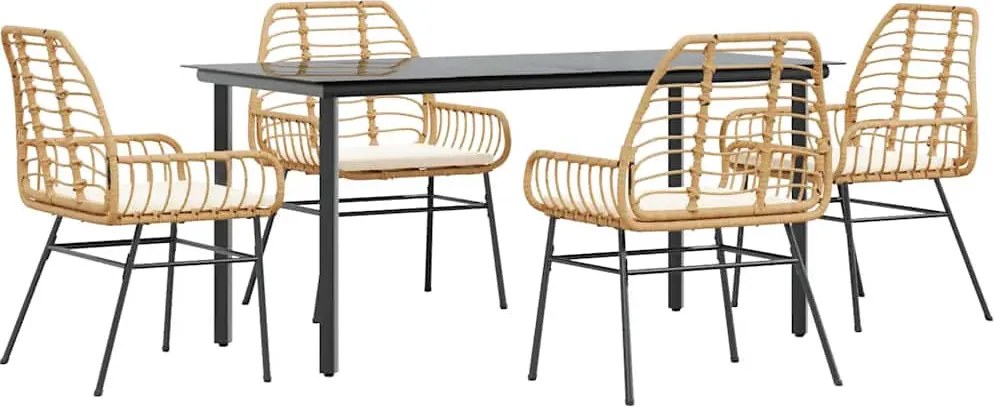 vidaXL Set mobilier de grădină cu perne 5 piese maro sticlă polirattan