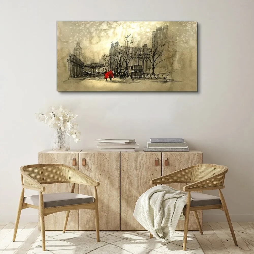 Tablou canvas cuplu de abstracție de oraș