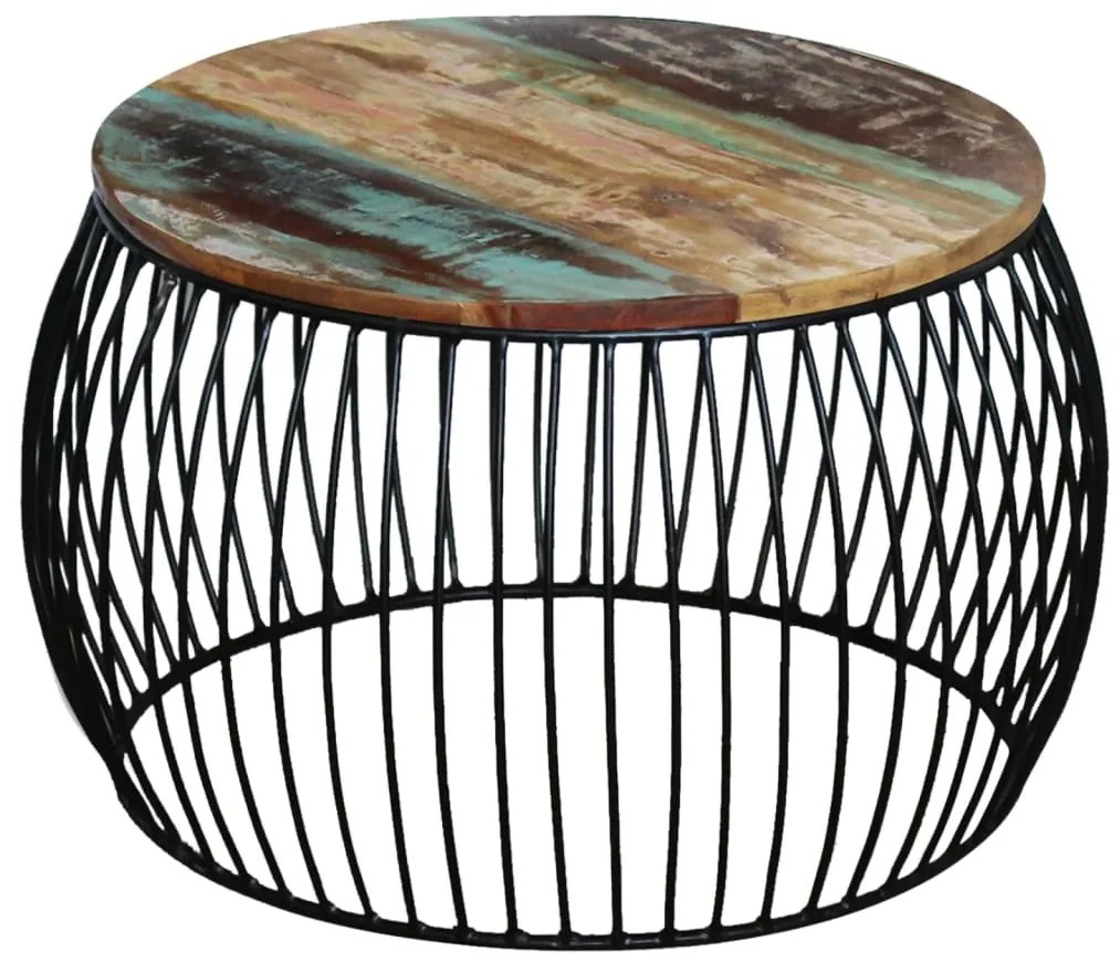 vidaXL Măsuță de cafea, 68x37 cm, lemn masiv reciclat, rotund