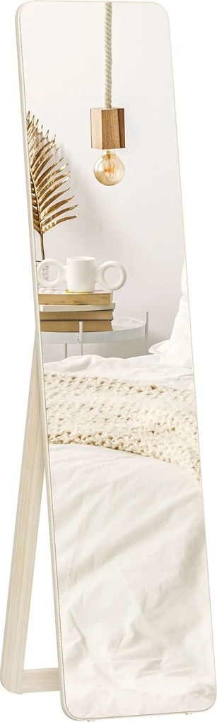 HOMCOM Oglindă pe suport și montată pe perete dreptunghiulară dim. 37L x 43l x 156H cm lemn natural | Aosom Romania