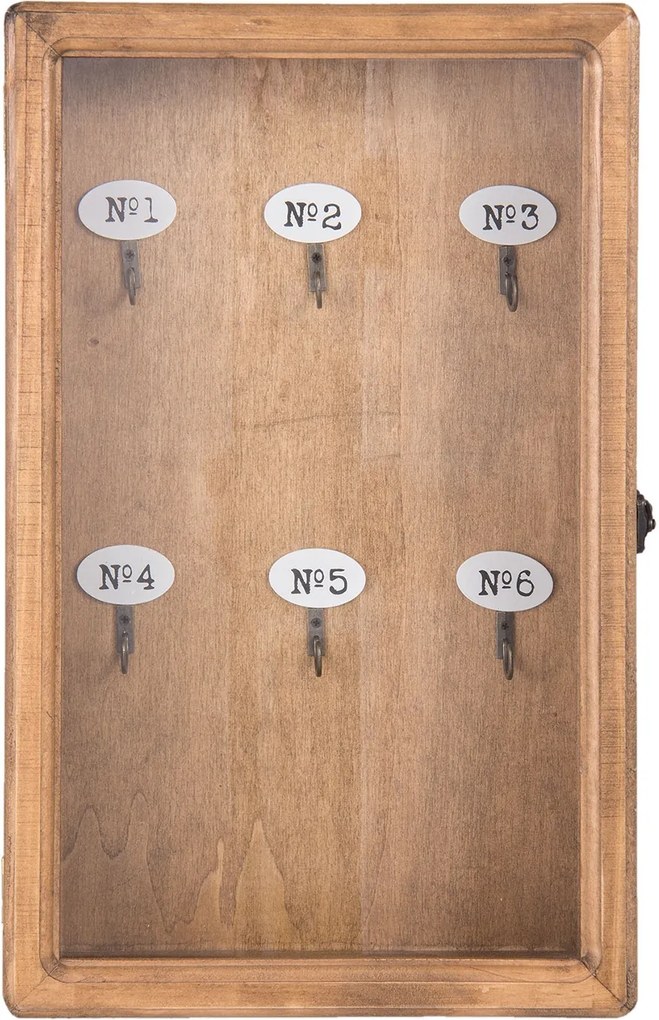 Cutie suspendabila pentru chei lemn natur sticla 24 cm x 7 cm x 38 cm
