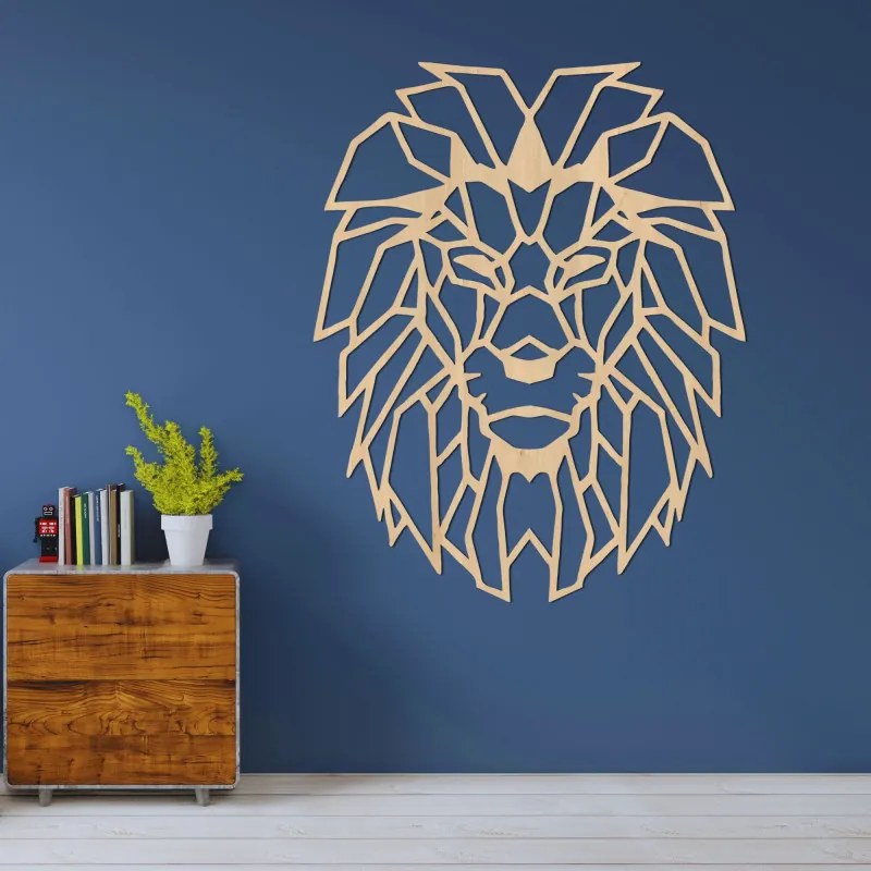 SENTOP | Pictură murală geometrică din lemn cu cap de leu | LEONART