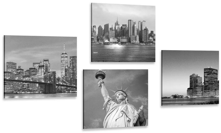 Set tablouri New York în design alb-negru