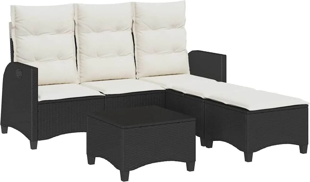 vidaXL Set canapea grădină 3 piese cu perne formă L polirattan negru